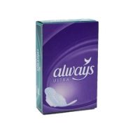 Always Ultra Plus with Wings, individually packed 1 normal sanitary towel, case of 200 packs