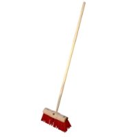 Red poly scavenger broom complete 330mm (13")