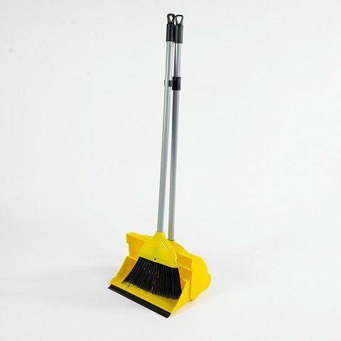 Yellow Long handled dustpan & brush set